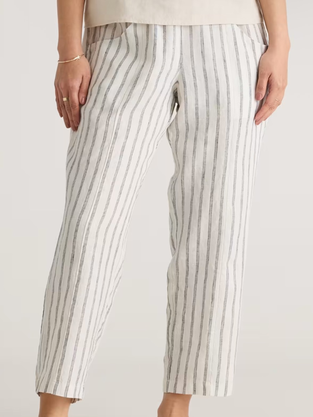 Quince 100% European Linen Tapered Ankle Pants L